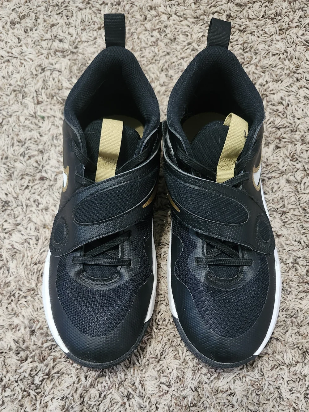 Nike 6.5Y  Black and Gold Velcro Athletic Sneakers